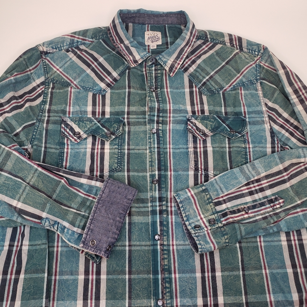 Moon Shine Shirt Mens XXL 2XL Pearl Snap Western Cowboy Long Sleeve Rockabilly